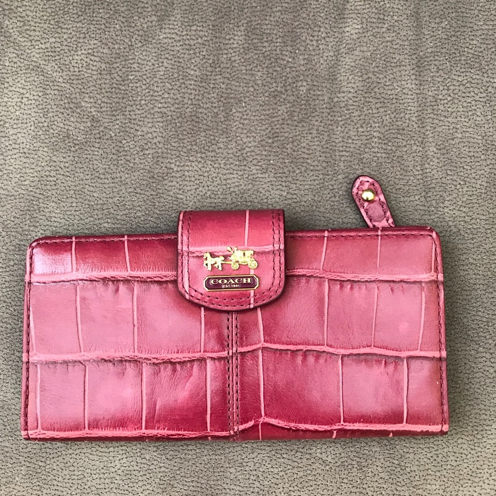Coach Madison Embossed Croc Skinny Wallet 46632